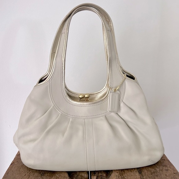 Coach Handbags - Coach Ergo Leather Pleated Frame Hobo Shoulder Bag